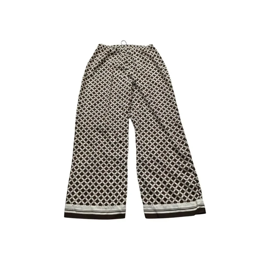 Abercrombie & Fitch Brown Geometric Wide Leg Drapey Pull On Pants Size Small